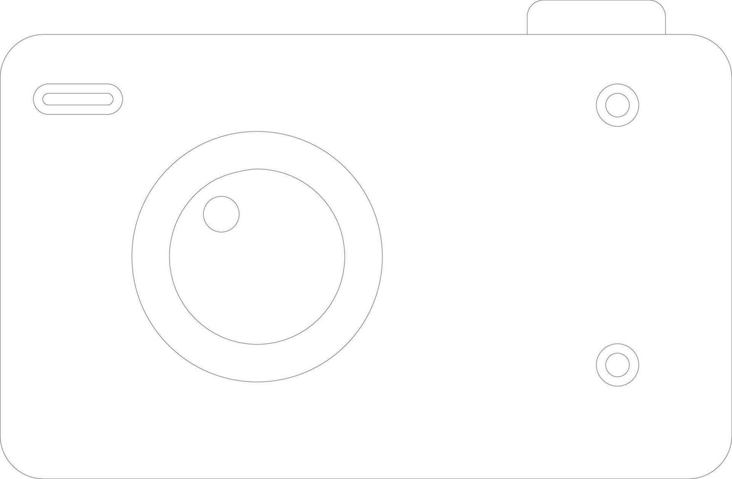 Flat style camera in black line art illustration. vector