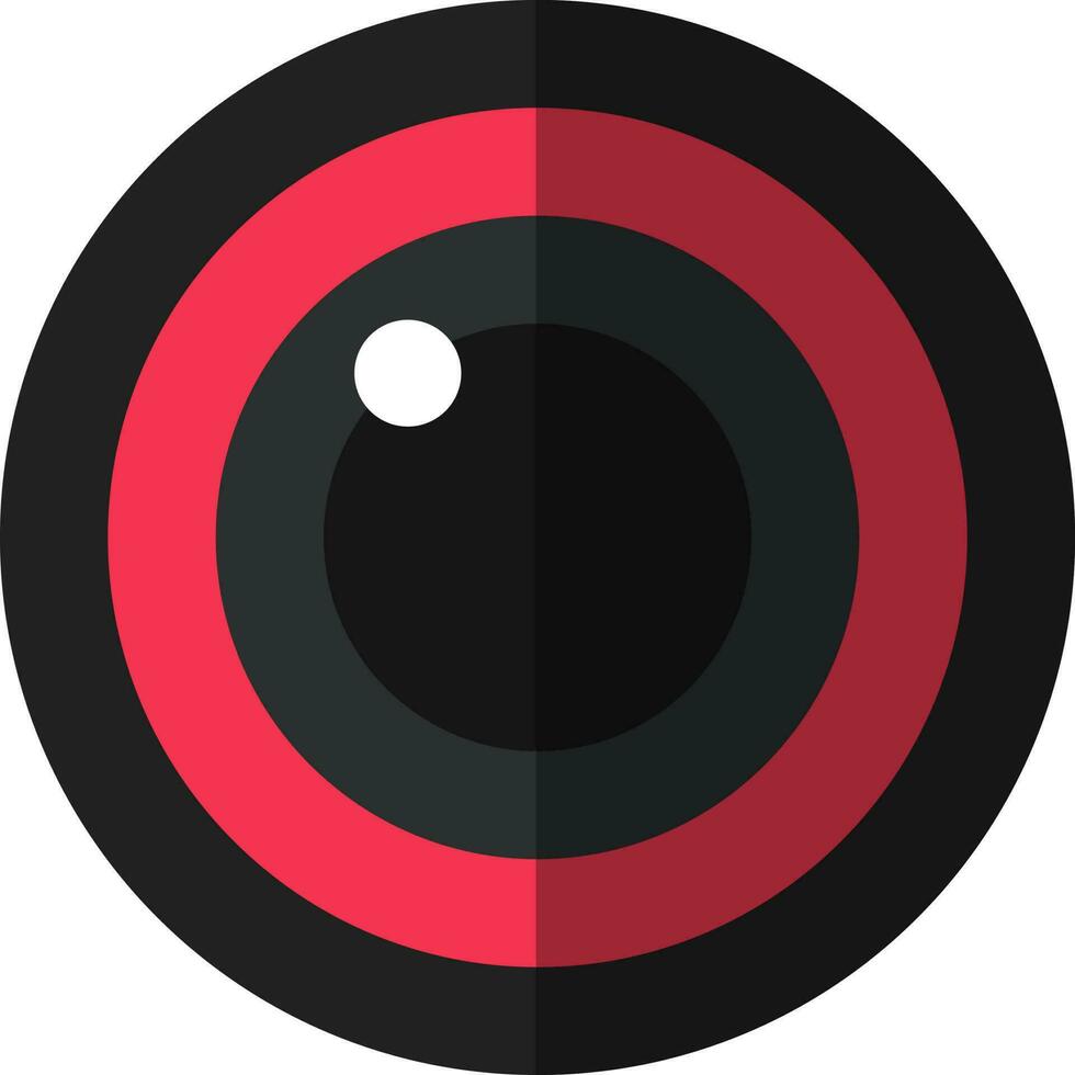 Camera lens icon in black and red color. vector