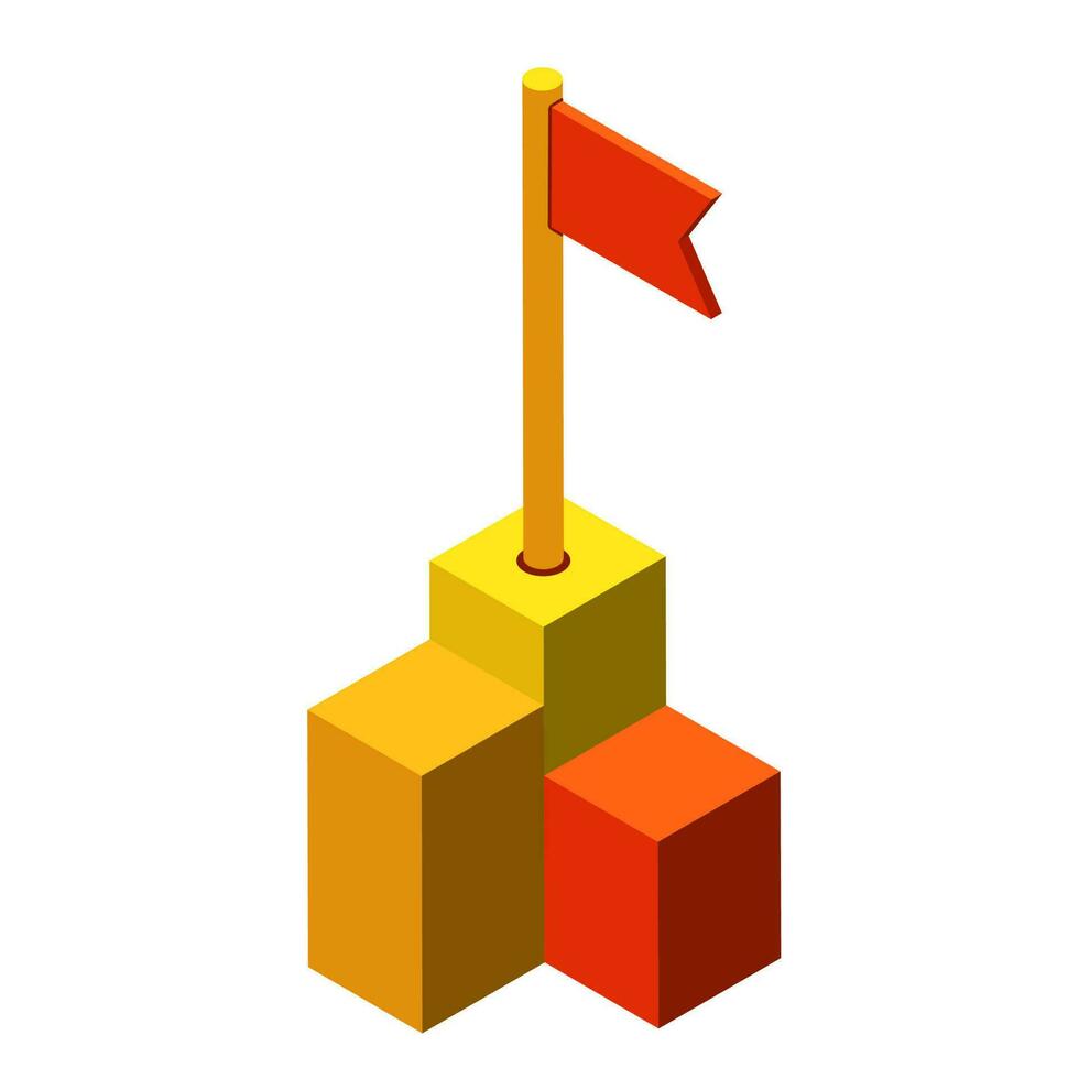 Target success or winner flag in isometric design. vector