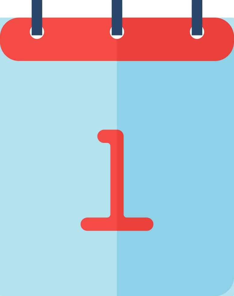 First Date of Number on Calendar icon in red and blue color. vector