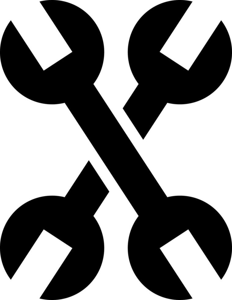 Glyph illustration of wrench for setting icon. vector