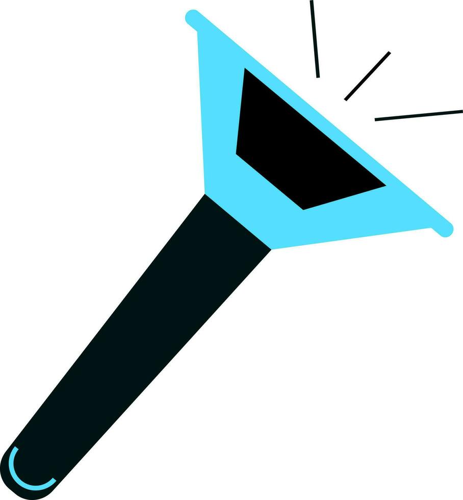 Flat style flashlight in blue and black color. vector