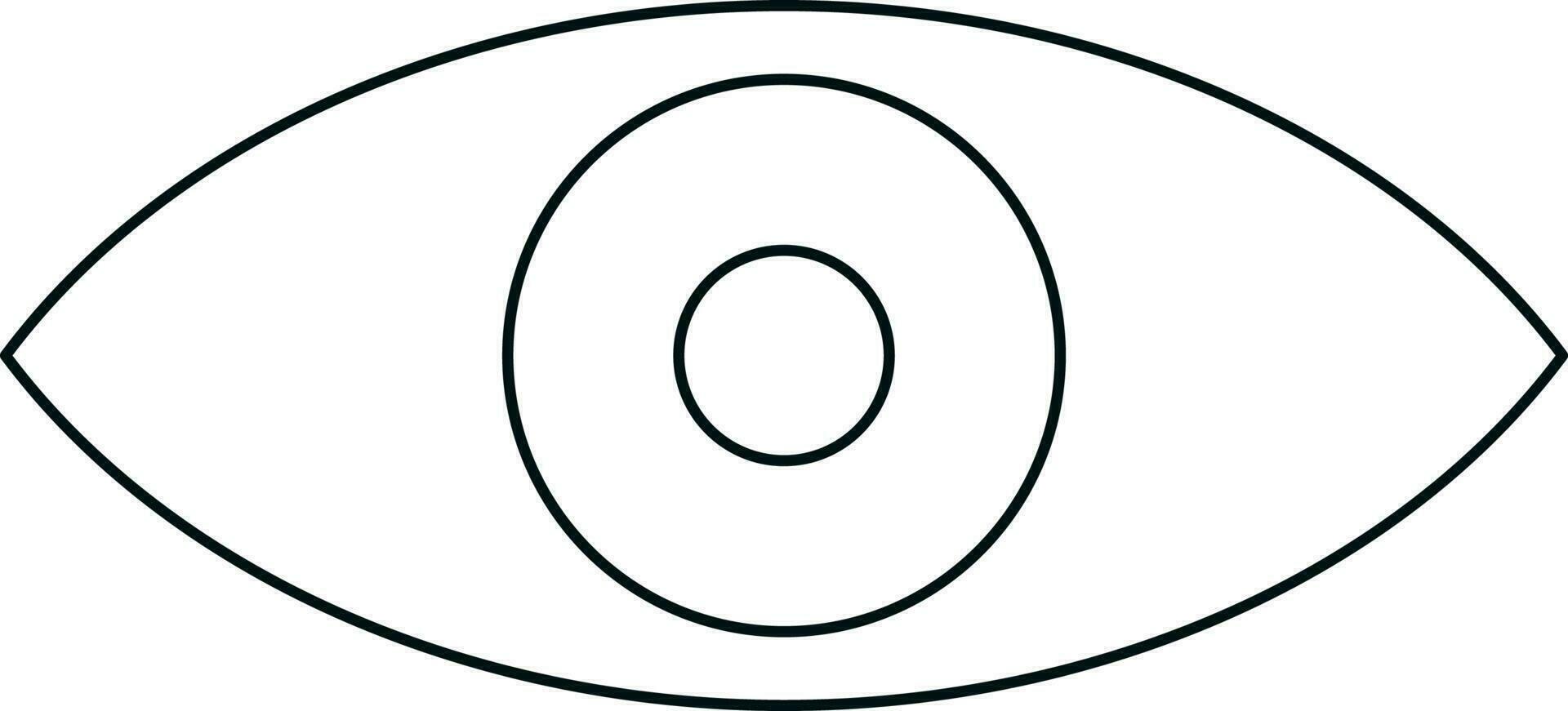 Isolated eye lens in black line art illustration. vector
