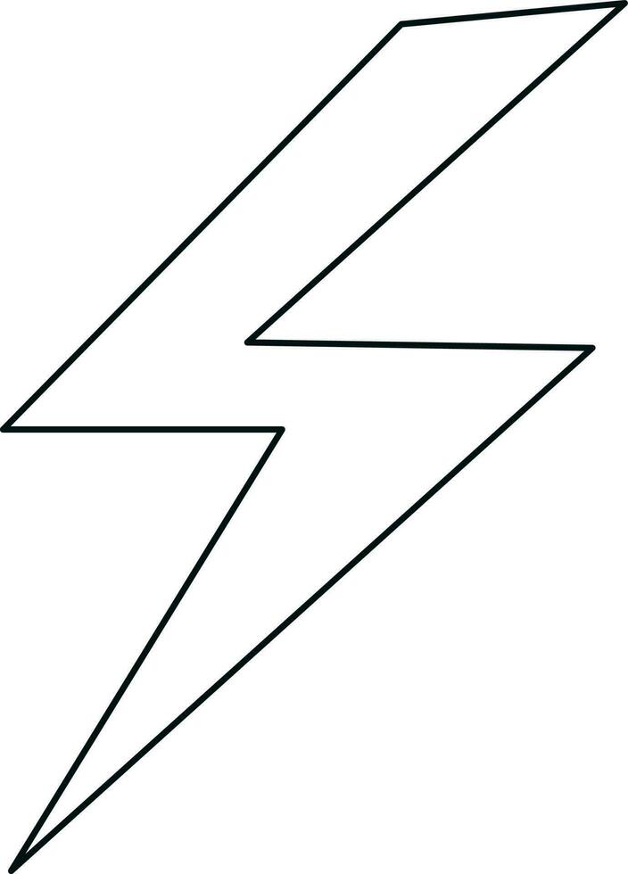 Lighting bolt in black line art illustration. vector