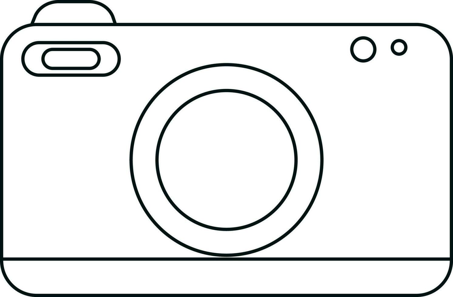 Black line art illustration of a digital camera. vector