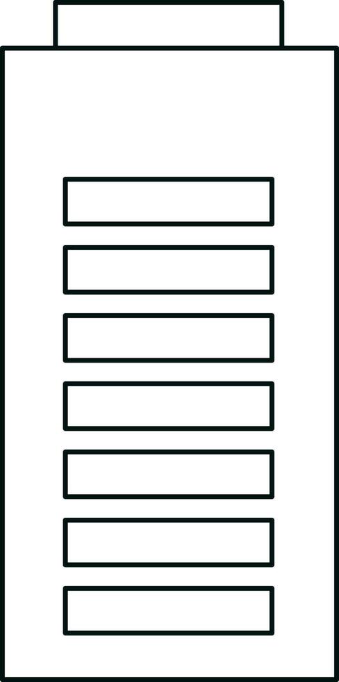 Black line art battery in flat style. vector