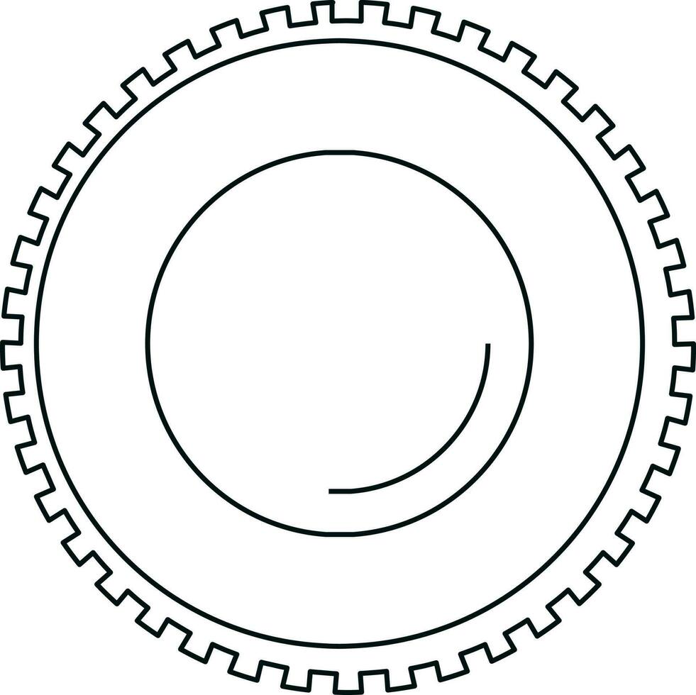 Black line art camera lens icon. vector