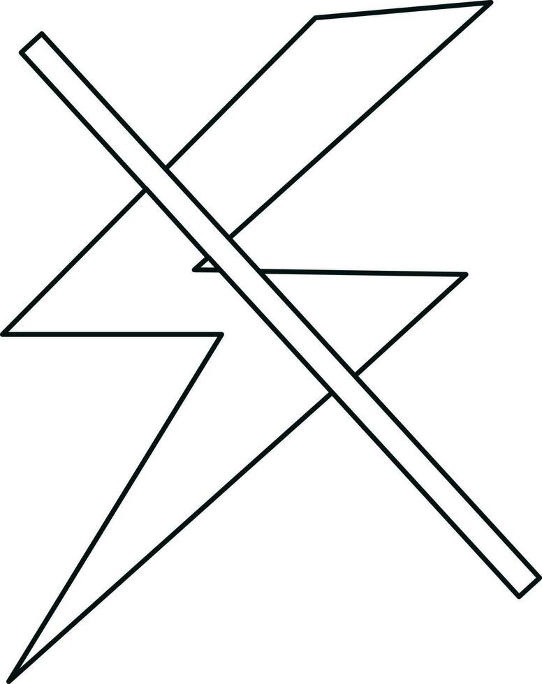 Flash off in black line art illustration. vector