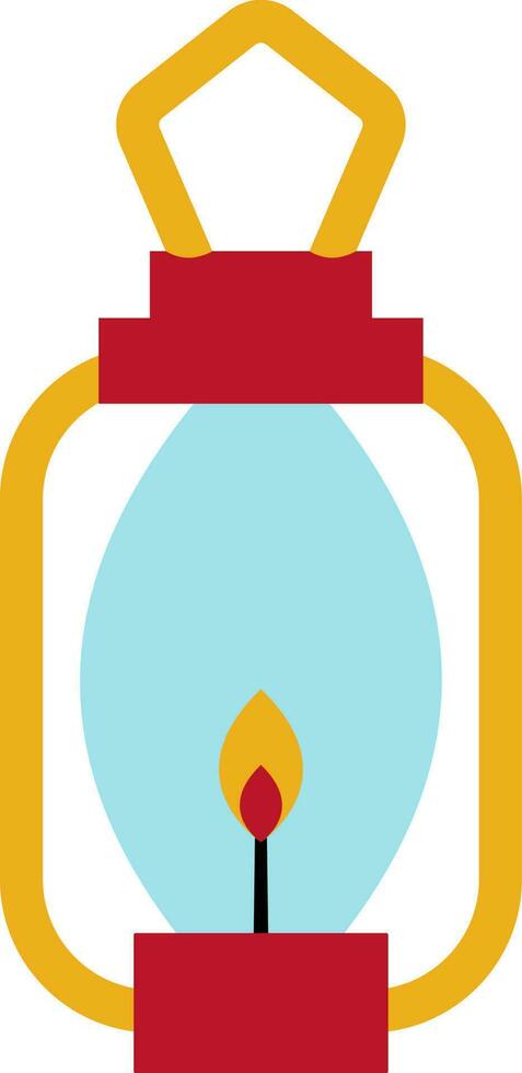 Burning oil lamp in flat style. vector