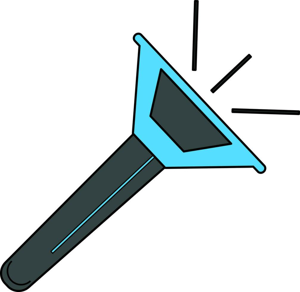 Flat style flashlight in blue and black color. vector