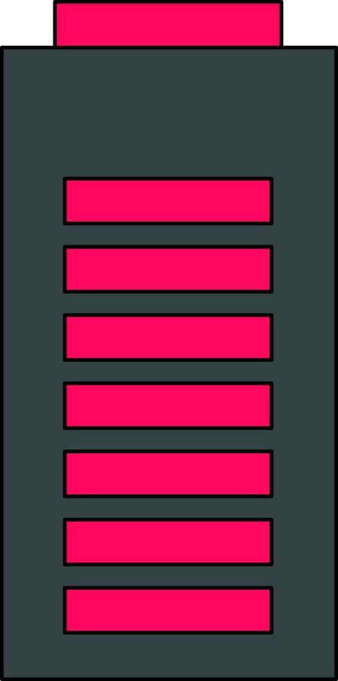 Black and pink battery in flat style. vector