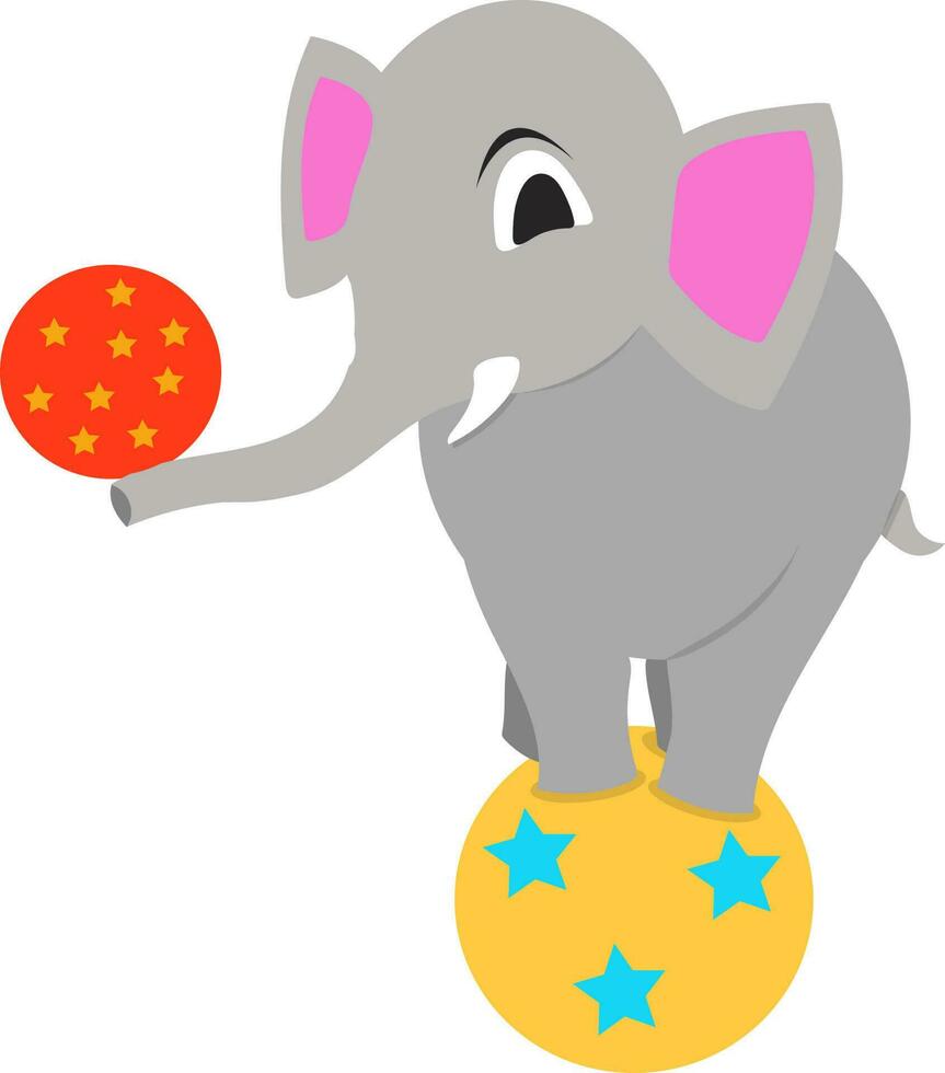 Circus elephant with balls. vector