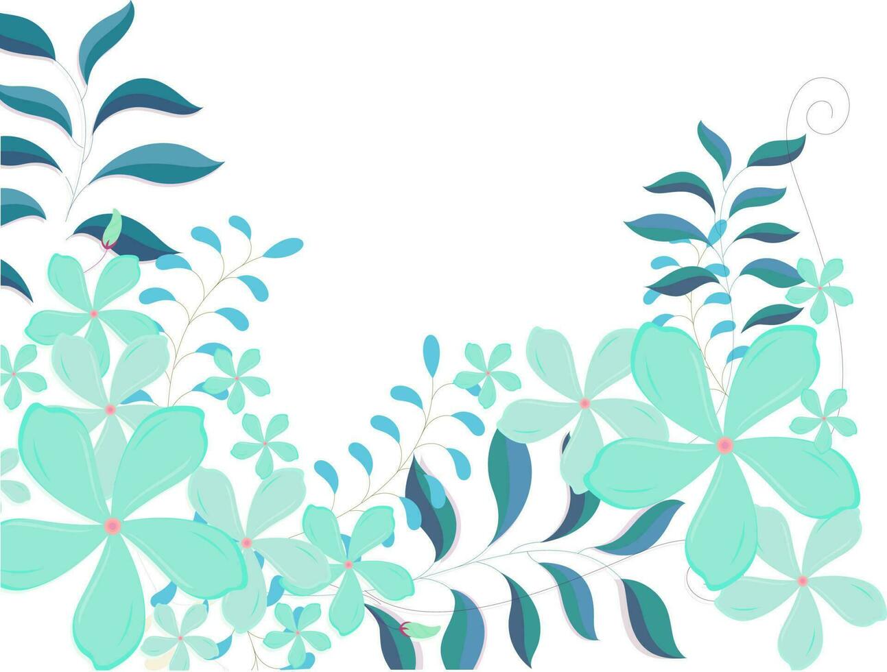 Flowers and leaves decorated background. vector