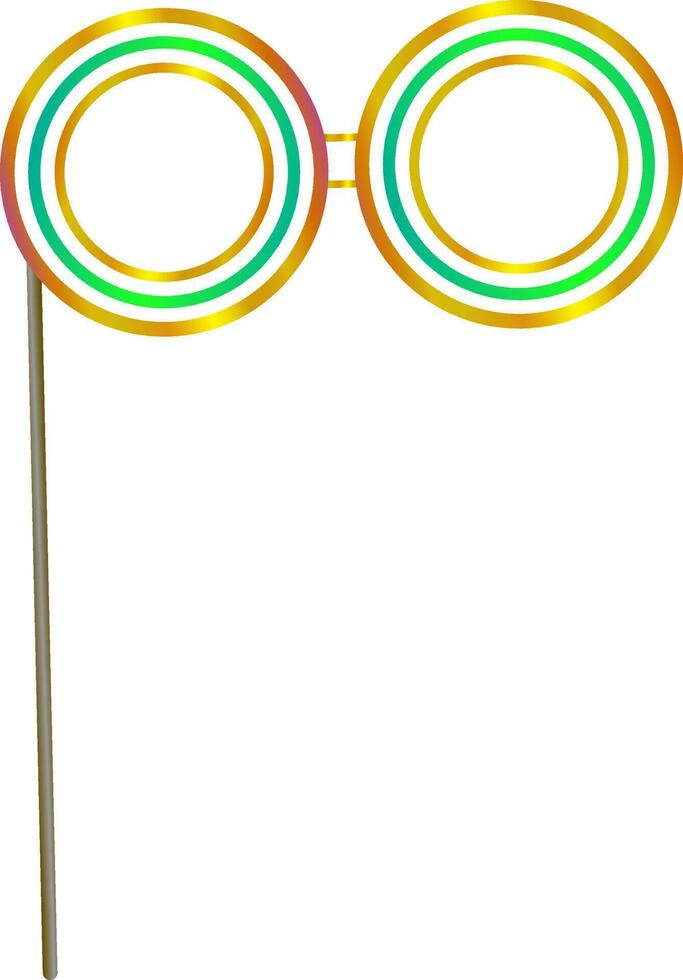 Fake glasses on stick in color for carnival in isolated. vector