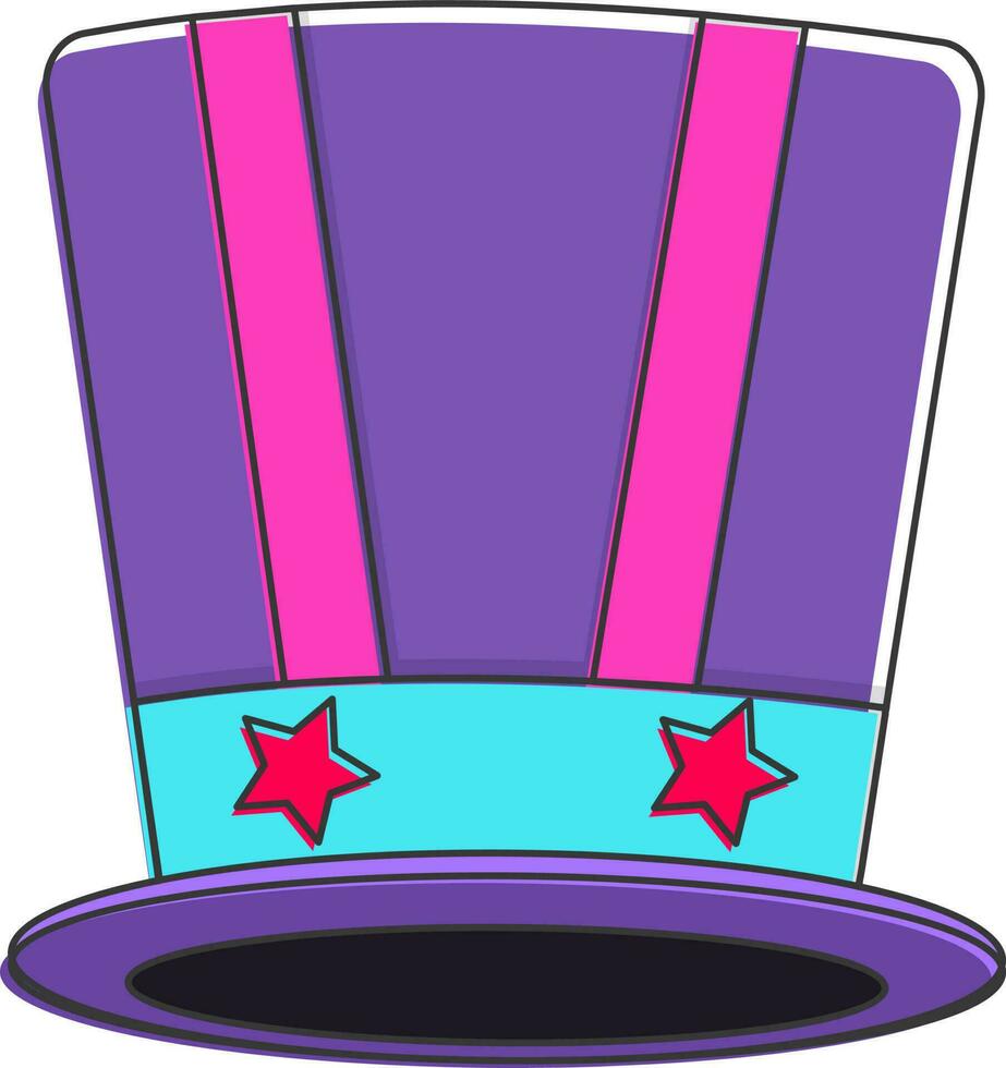 Magical hat in color with star for carnival concept. vector