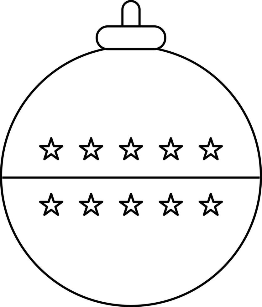 Black line art stars decorated ball. vector