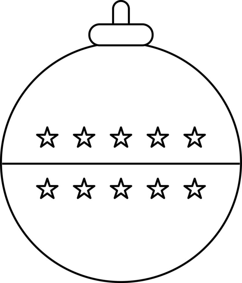 Black line art stars decorated ball. vector