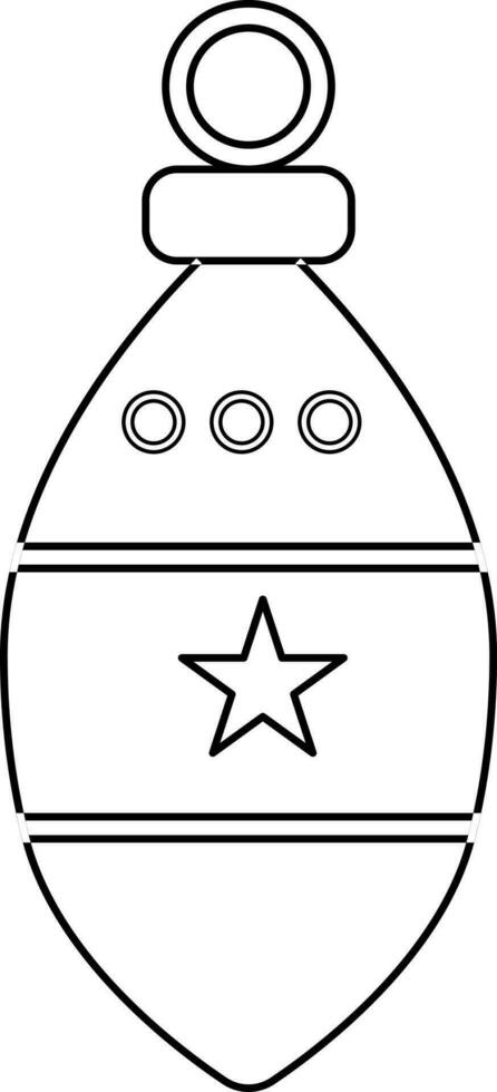 Line art illustration of stars decorated ball. vector
