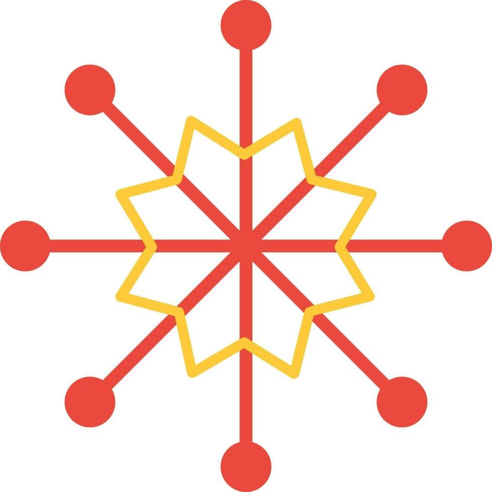 Red snowflake on white background. vector