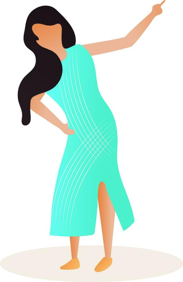 Young girl character standing in stylish pose. vector