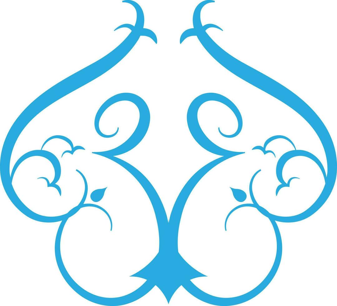 Blue floral design pattern decorated white background. vector