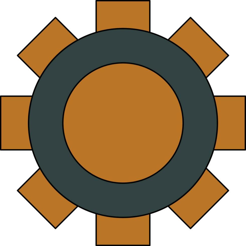 Cog camera in black and brown color. vector