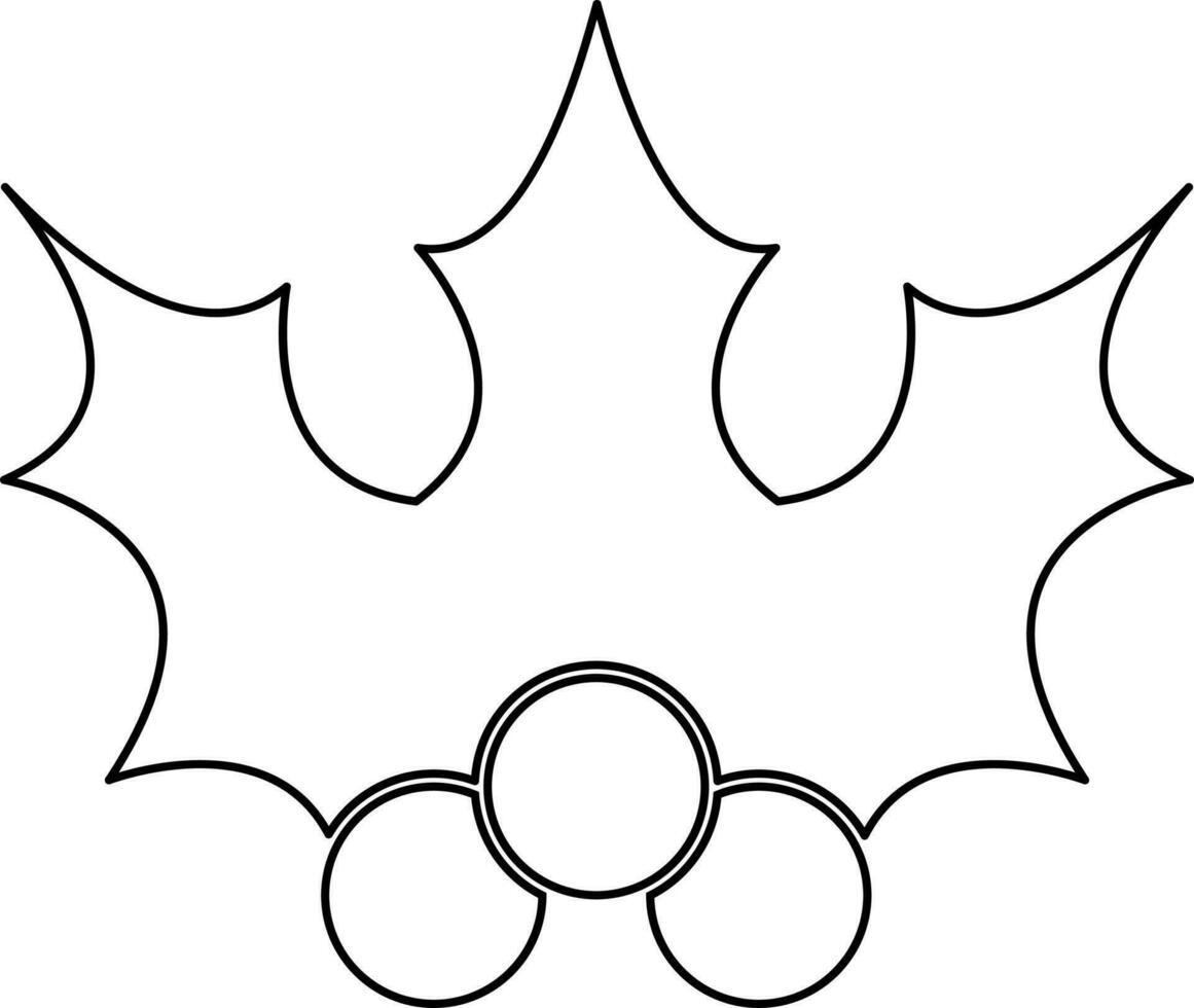 Line art holly with leaves on background. vector