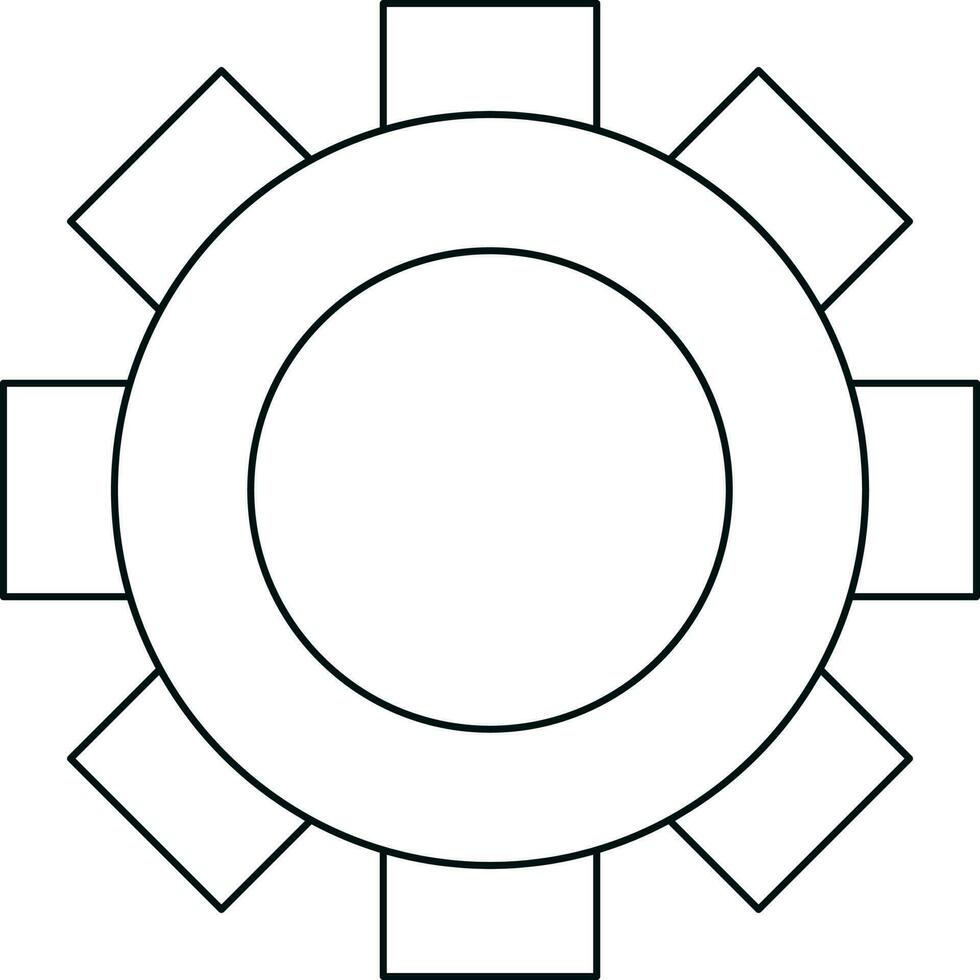 Cog camera in black line art illustration. vector