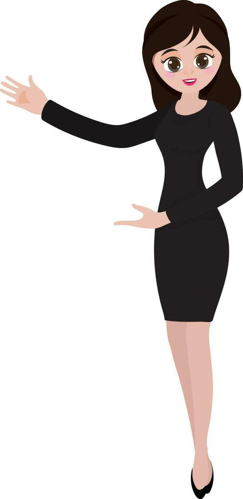 Business girl wearing black dress. vector