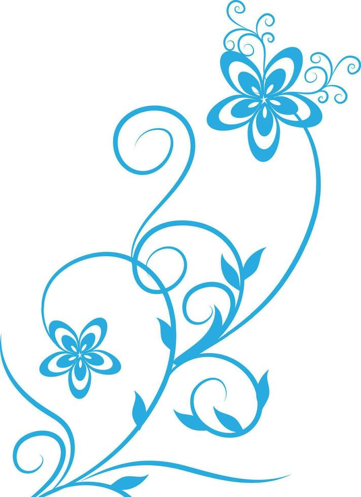 Blue floral design pattern decorated white background. vector