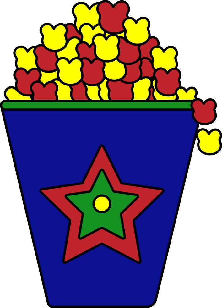 Popcorn cup in flat style. vector