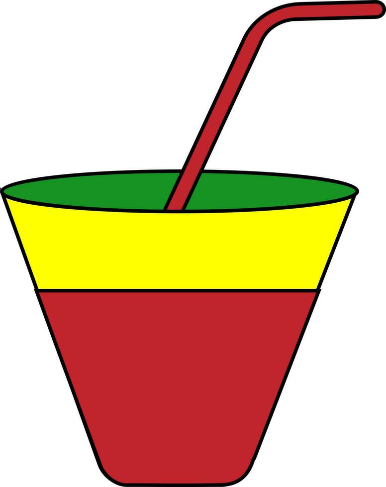 Flat style glass with straw. vector