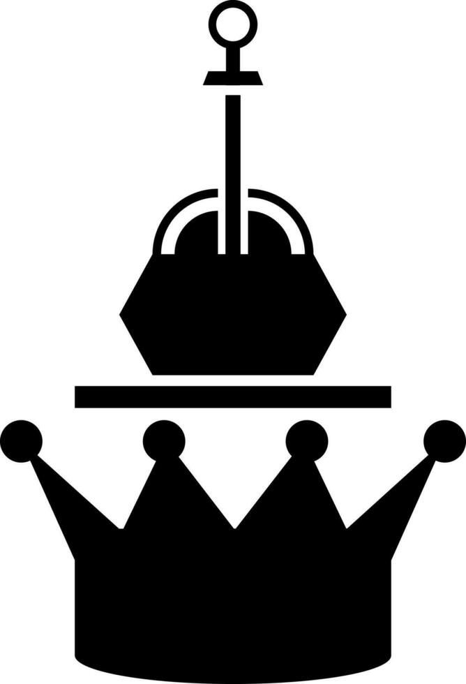 Isolated slot machine and crown glyph icon. vector