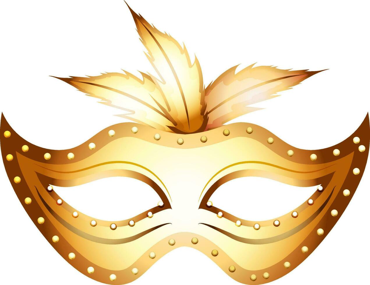 Golden glossy carnival mask made by neon lights. vector