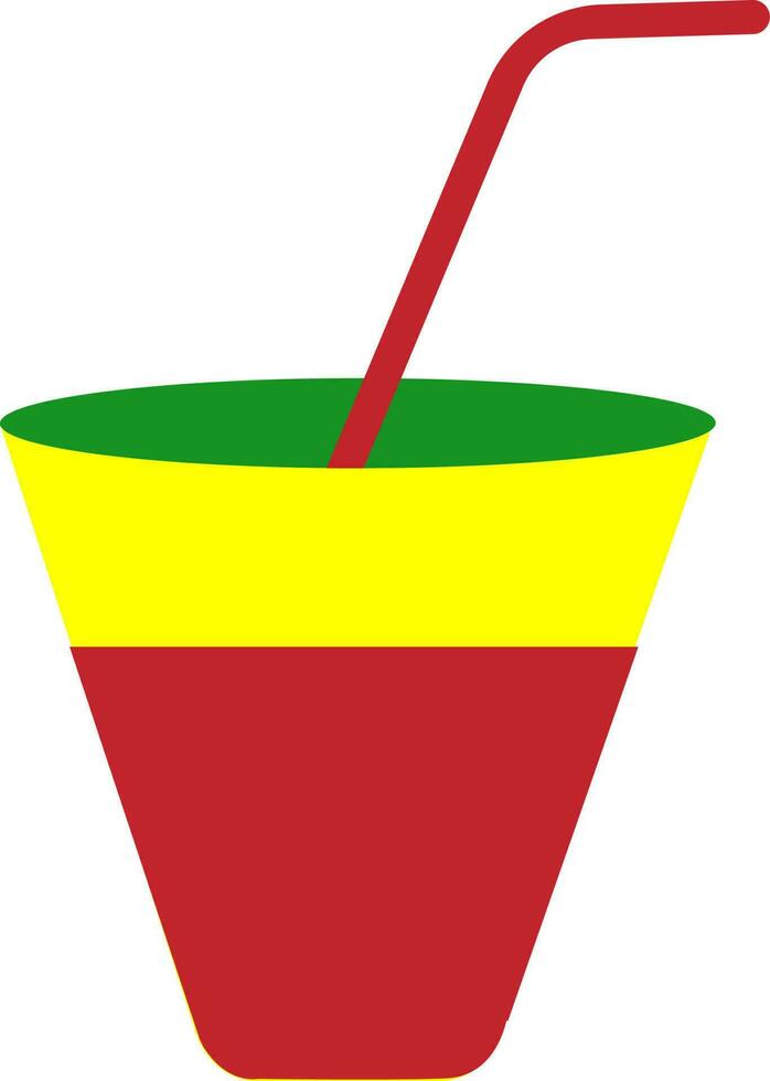 Flat style glass with straw. vector