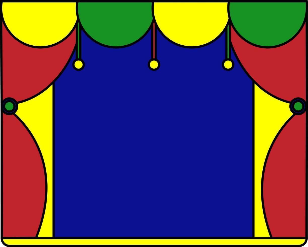 Curtains decorated cinema stage. vector