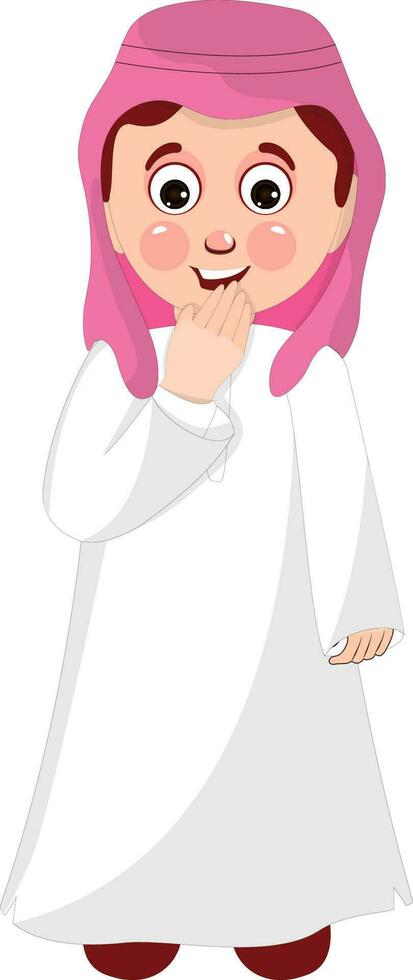 Muslim man character in aadab pose. vector