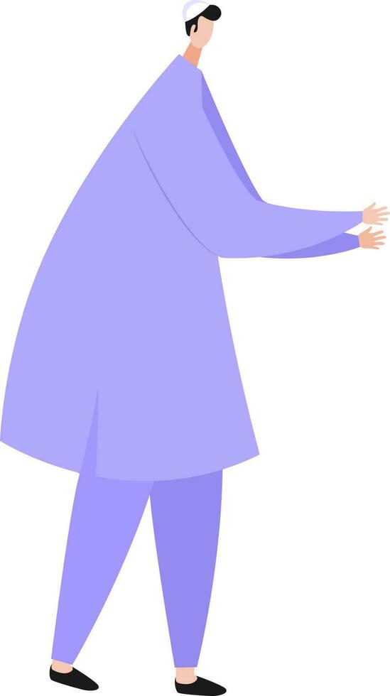 Faceless cartoon character of a Muslim man in standing position. vector