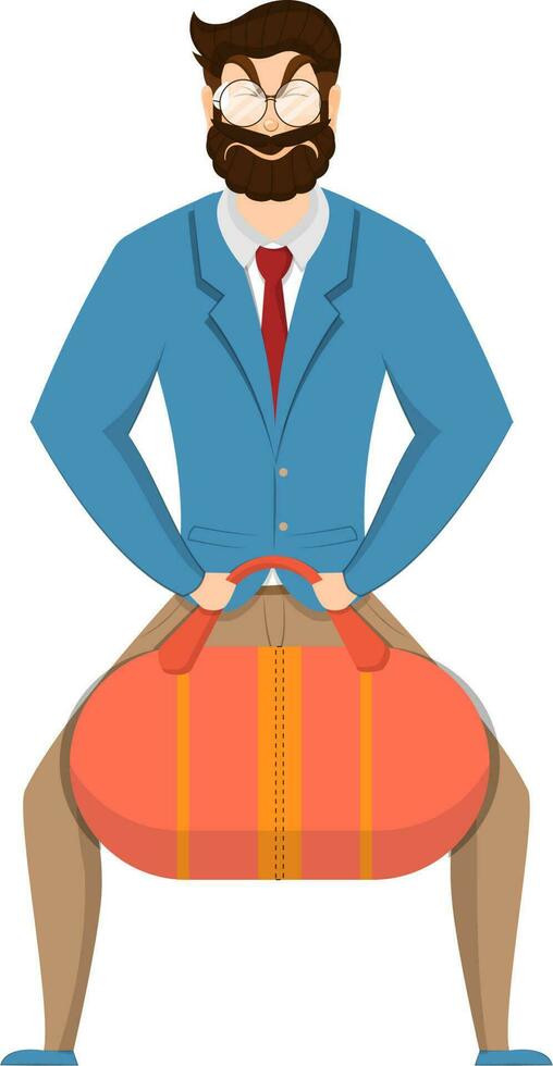 Successful businessman holding a bag. Business concept illustration. vector