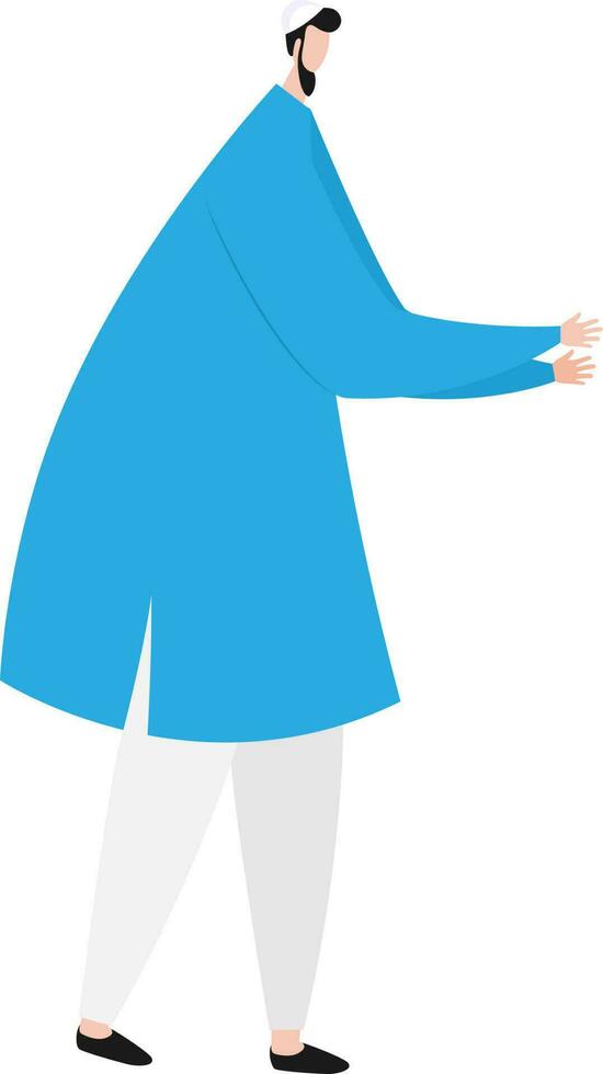 Faceless cartoon character of a Muslim man in standing position. vector