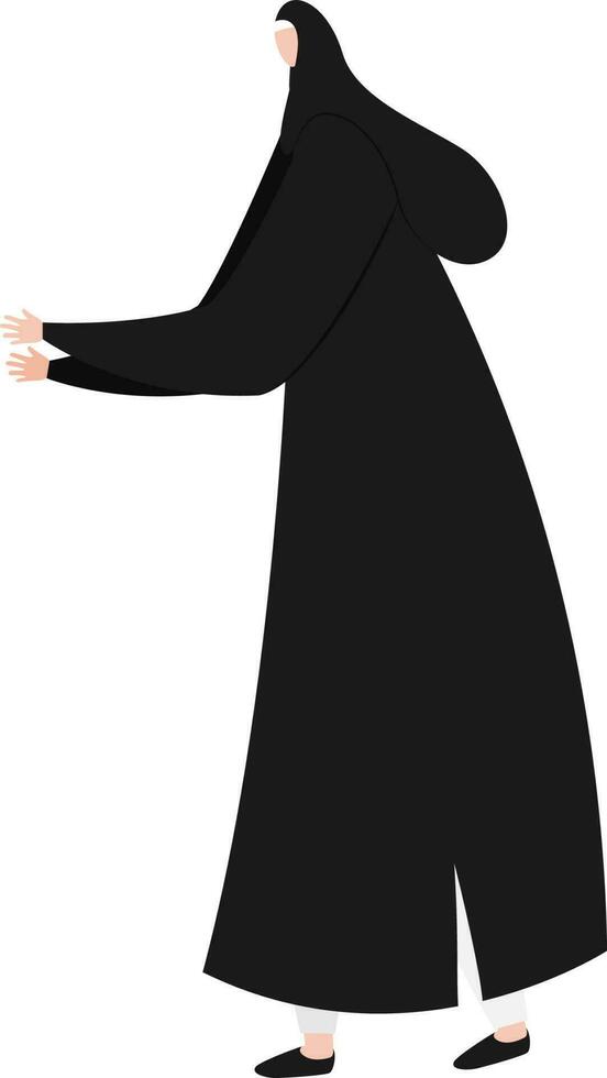 Character of a beautiful muslim faceless woman wearing Hijab in standing position. vector