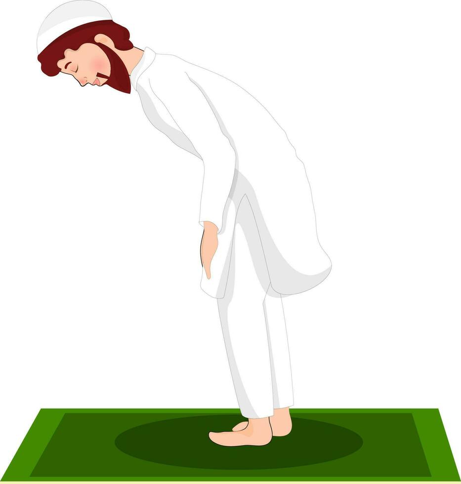 Islamic man praying in standing pose. vector