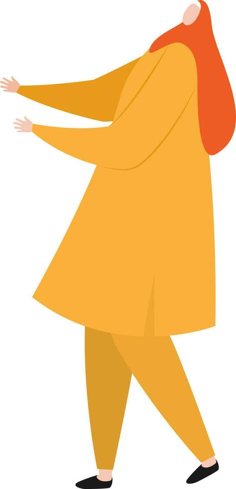 Character of a beautiful muslim faceless woman wearing Hijab in standing position. vector
