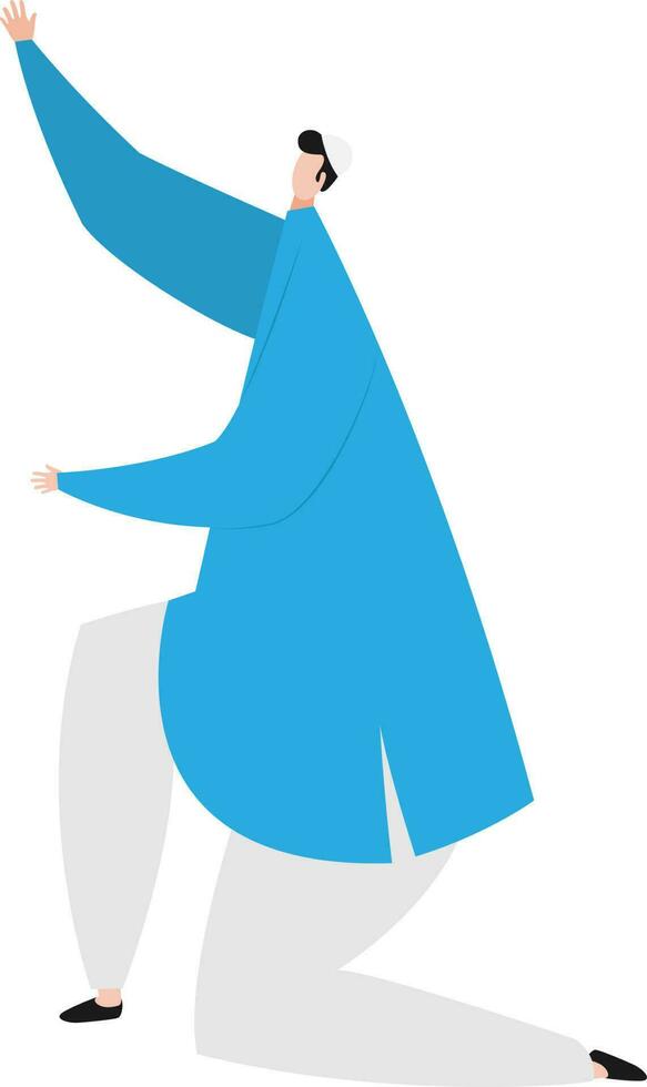 Faceless cartoon of Islam man in their traditional clothes. vector