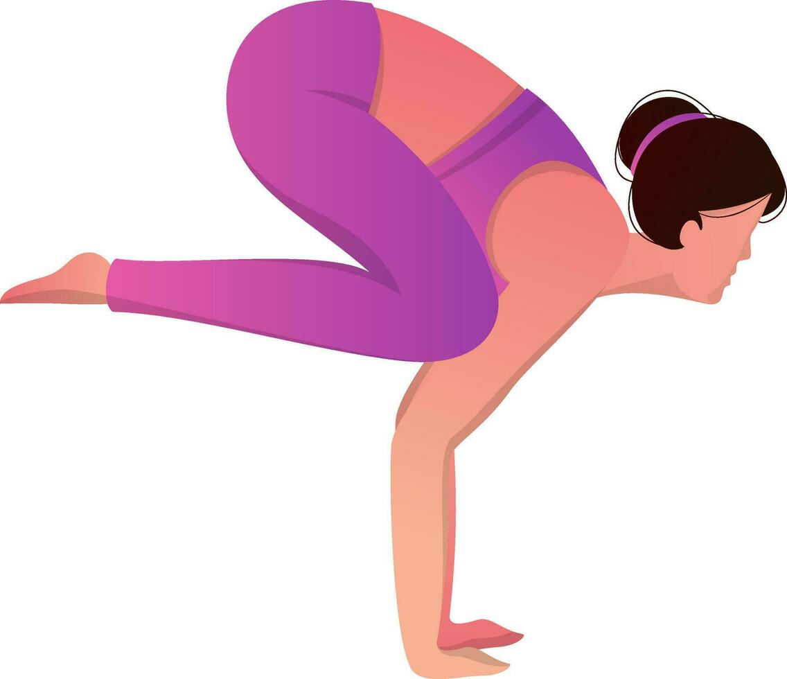 Young woman doing balance in Arms Bent Posture. vector