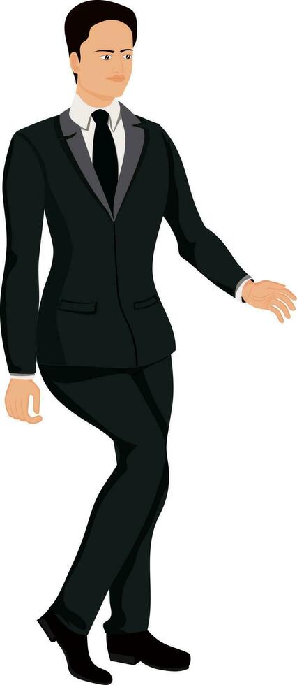 personaje de joven empresario en elegante pose. vector