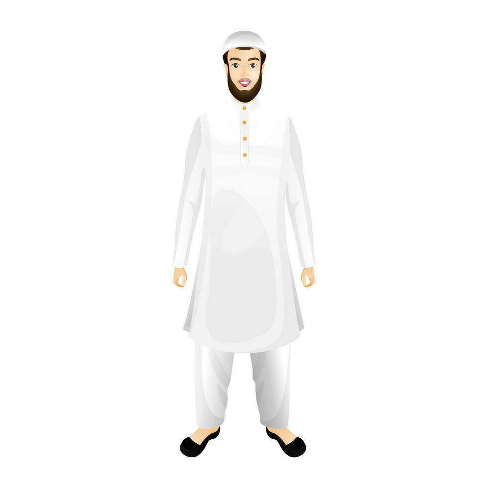 Cartoon character of a Muslim man in his traditional cloth. vector