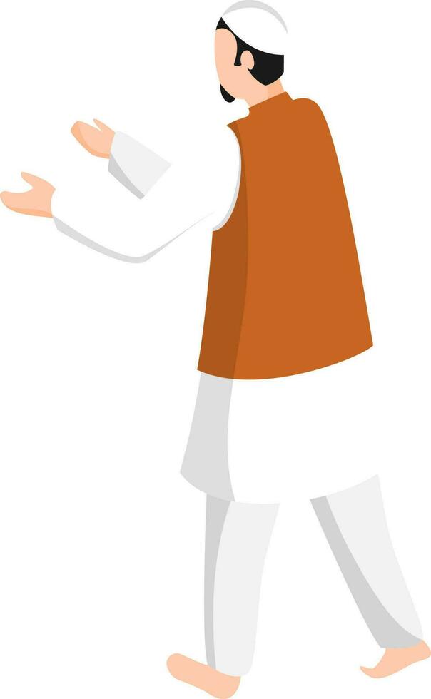 Faceless cartoon of Islam man in their traditional clothes. vector