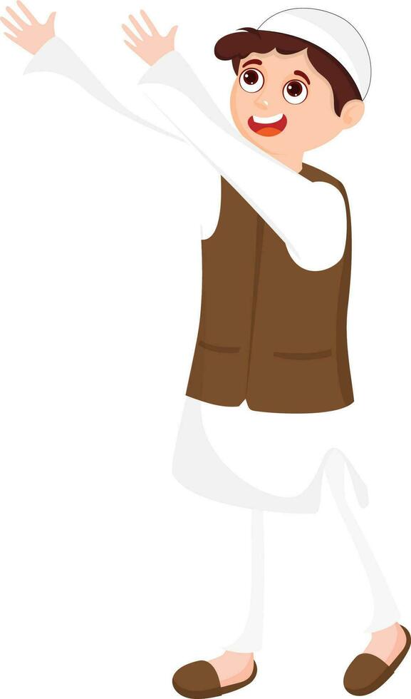 A Cute Muslim boy cartoon on white background. vector