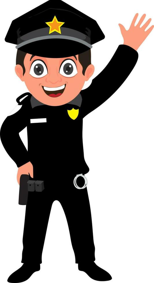 Boy character in policeman dress. vector